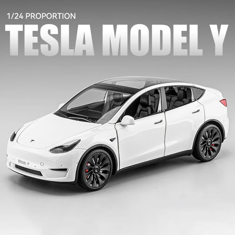 Tesla Model Y Model 3 con cargador - Nuevo 1:24