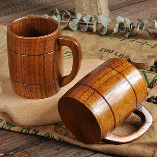 Stainless-Steel Lined Wood Barrel Mug – Large Beer Stein