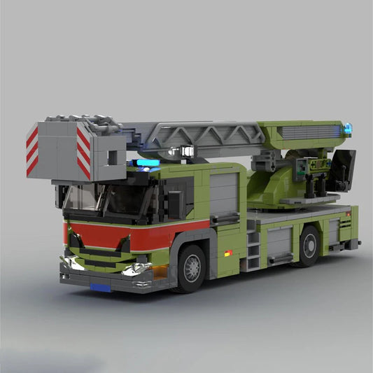City Fire Truck Building Set | MOC L360 Magirus Ladder Brick Model