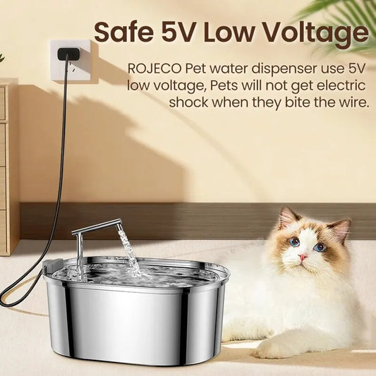 Smart Stainless Steel Pet Water Fountain – Waterproof & Whisper‑Quiet