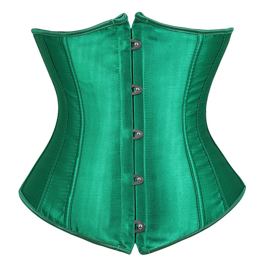 Plus‑Size Gothic Satin Underbust Corset – Waist Cincher Bustier