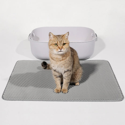 Double‑Layer Honeycomb Cat Litter Mat – Waterproof Non‑Slip XL