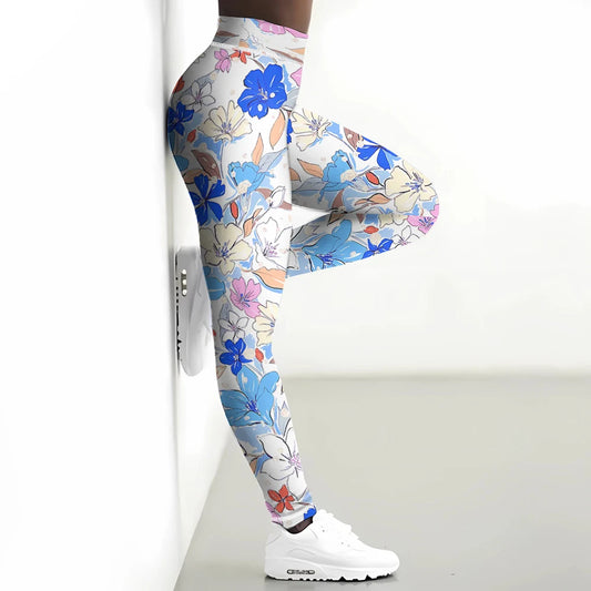 Floral 3D Yoga Leggings | High-Waist Skinny Workout Pants for Women