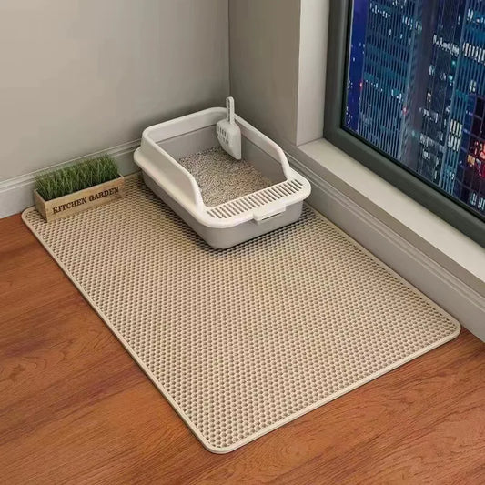 Double‑Layer Honeycomb Cat Litter Mat – Waterproof Non‑Slip XL