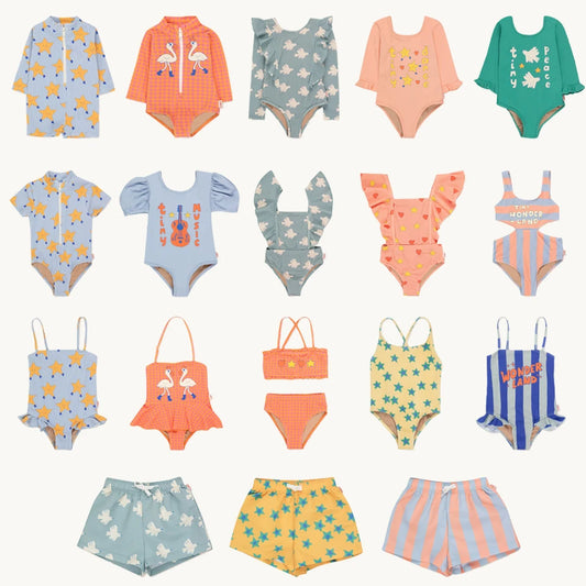 2025 Summer Kids Swimwear | Baby Girl One-Piece & Boy Swim Trunks
